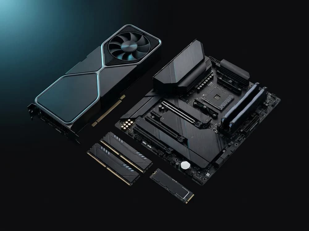 Premium computer components on a dark ground